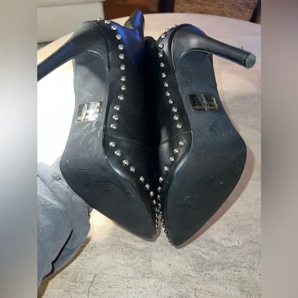 STEVE MADDEN Worthy Ankle Zip Up Booties Stiletto Studded Heels Black Size 7 - Picture 7 of 13